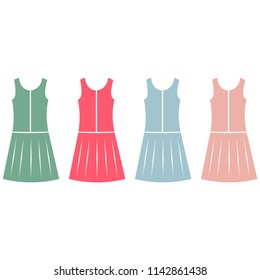 Set of colored dresses vector clothing icon
