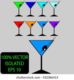 set of colored drinks on gray background number 3