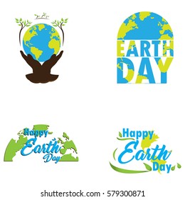 Set of colored Earth day graphic designs, Vector illustration