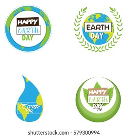 Set of colored Earth day graphic designs, Vector illustration