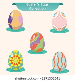 Set of colored easter egg icons Vector