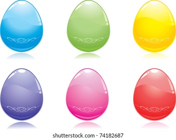 set of colored easter eggs
