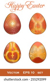Set of colored easter eggs decorated with ornament
