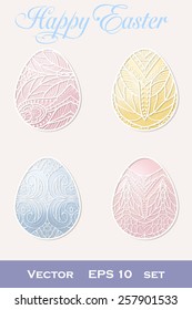 Set of colored easter eggs decorated with ornament
