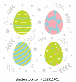 Set of colored Easter eggs in a flat style. Vector illustration