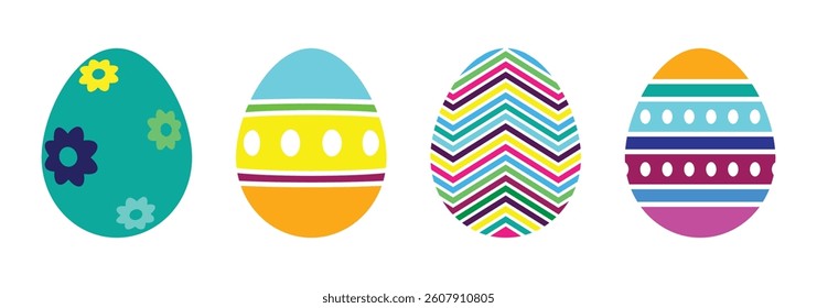 Set of colored easter eggs icon, Easter day festival icon, Easter egg illustration for card, invitation, print, sticker, banner, poster design. EPS 10