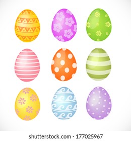 Set of colored Easter eggs isolated on white background