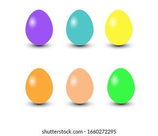 Set of colored Easter eggs on a white background