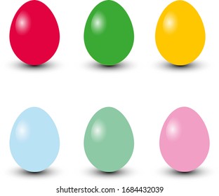 Set of colored Easter eggs on a white background