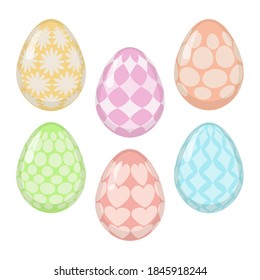 Set of colored Easter eggs on a white background. Vector illustration.