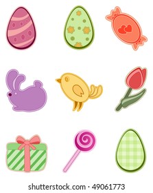 set of colored Easter icons