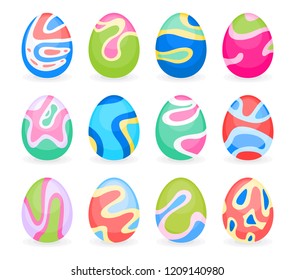 Set of colored eggs for Easter holiday. Painted eggs as traditional Easter symbols