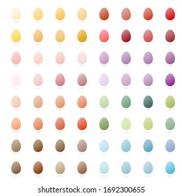 set of colored eggs on a white background