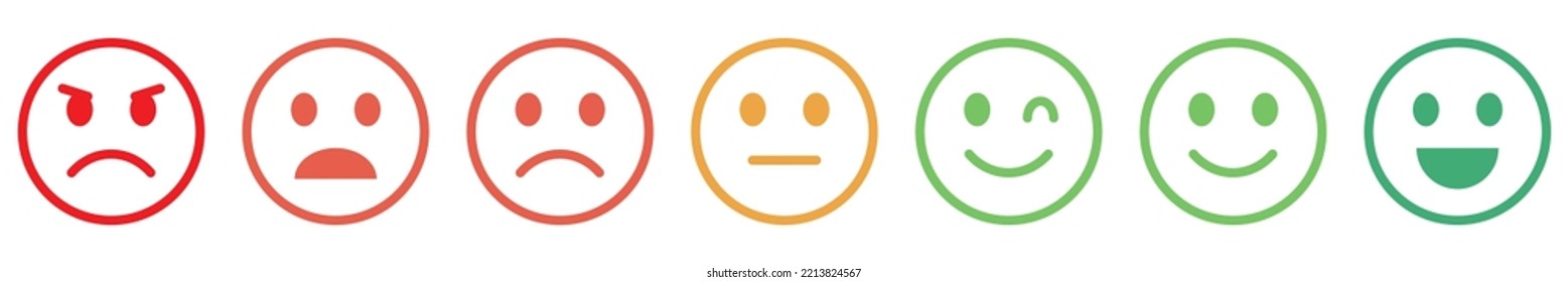 Conjunto de emojis de colores. Conjunto de iconos de línea de emoticonos.