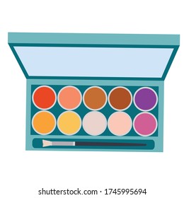 set of colored eyeshadows, cosmetics, palette, flat, isolated object on a white background, vector illustration,