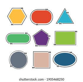 Set of colored fields for text, different geometric shapes. Place for important quotes.