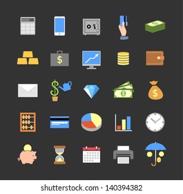 Set of colored finance icons