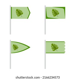 Set of colored Flags with Monstera