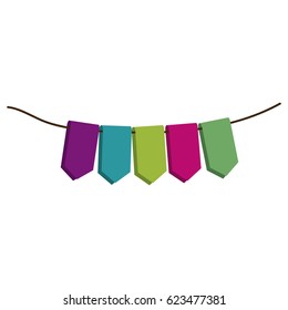 set of colored flags in a rope for decoration vector illustration