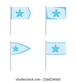 Set of colored Flags with Starfish