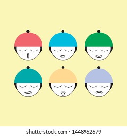 A set of colored flat Emoji icons. Vector set of emoticons. Sad and happy mood icons. flat-style illustrations on a light yellow background.perfect for social networks and messengers