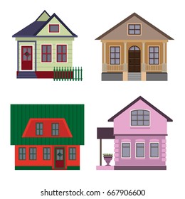 Set of colored flat houses.