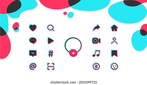 Set of colored flat icons isolated on a light background. Social media interface. Vector illustration 