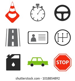 Set of colored flat transport icons.