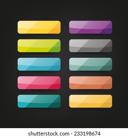 Set of colored flat web buttons