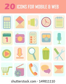 Set of colored flat web and mobile icons.