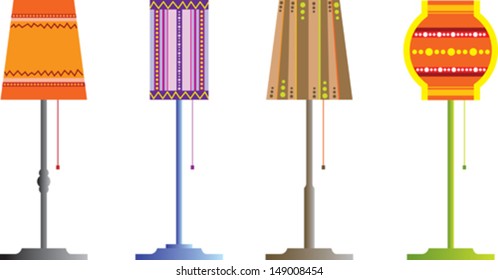 set of colored floor lamps