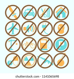 Set Of Colored Forbidden Signs On White Background.Vector Design
