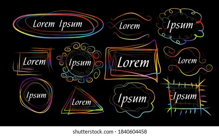 A set of colored frames of lines. Vector illustration
