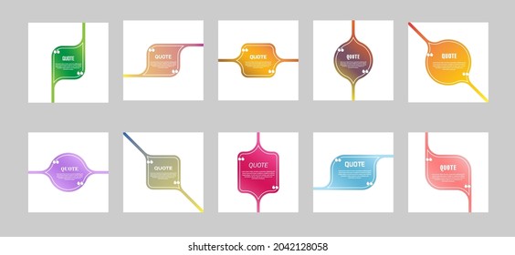 set of colored frames for quotes. A frame for text and quotes. Colored banners for the blog and symbols. Flat style
