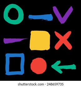 Set of colored frames for text isolated on Black background.