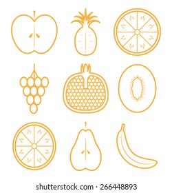 set of colored fruits