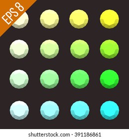 Set of colored gems isolated on brown background. Gems vector. Vector illustration. Isolated background.