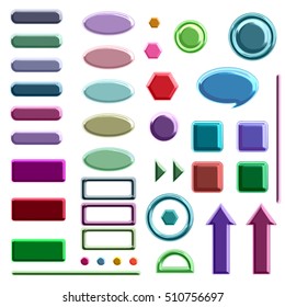 A set of colored geometric elements for design.