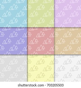 Set of colored geometric seamless patterns. Prints for wallpapers and fabrics. Vector illustration