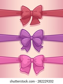 Set of colored gift bows with ribbons