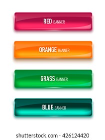 Set of colored glass buttons for web interface. Web elements. Web site. Vector illustration. 