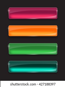Set of colored glass buttons for web interface. Web elements. Web site. Vector illustration. 