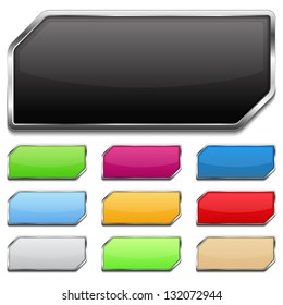 Conjunto de botones brillantes de color con marco metálico y sombra, vector eps10 ilustración