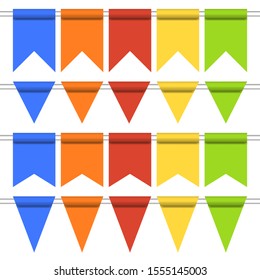 Set of colored glossy flags isolated on a white background, vector illustration.