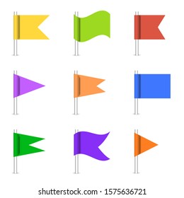 Set of colored glossy flags isolated on a white background, vector illustration.