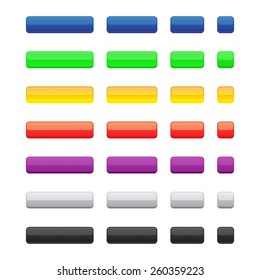Set of the Colored Glossy Internet Web Buttons. Square and Rectangle  shapes on the white background