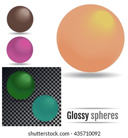 Set of colored Glossy spheres Vector.