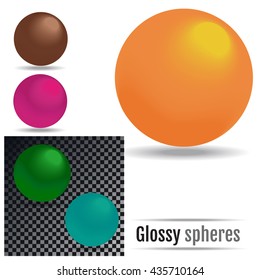 Set of colored Glossy spheres Vector.