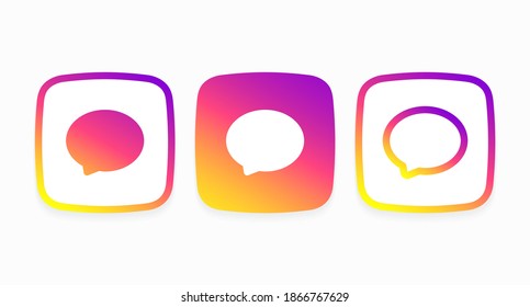 Set of colored gradient square buttons with notifications on them. Notification messages in the style of social networks isolated on a light background. Vector illustration 