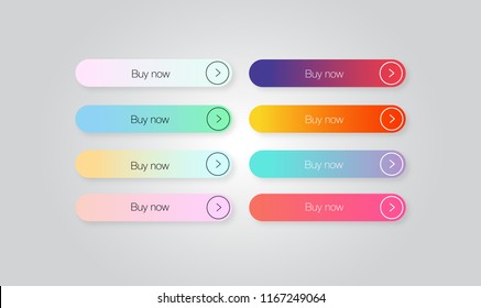 Set of colored gradient web Buttons "Buy now". Web elements. Vector Buttons. 